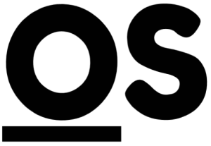 A stylised logo featuring the letters 'O' and 'S' in bold black, with a rectangular base.